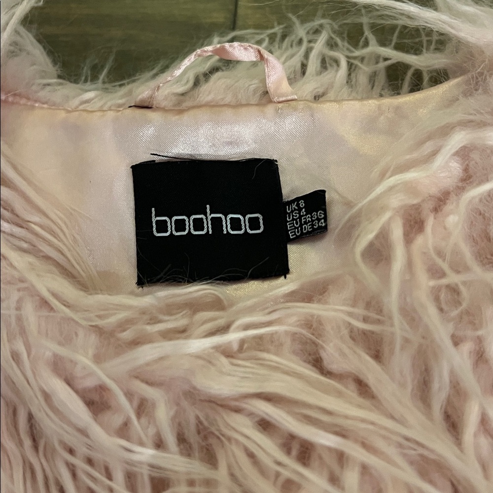 Boohoo Pink & Red Faux Fur Jacket - Picture 2 of 3